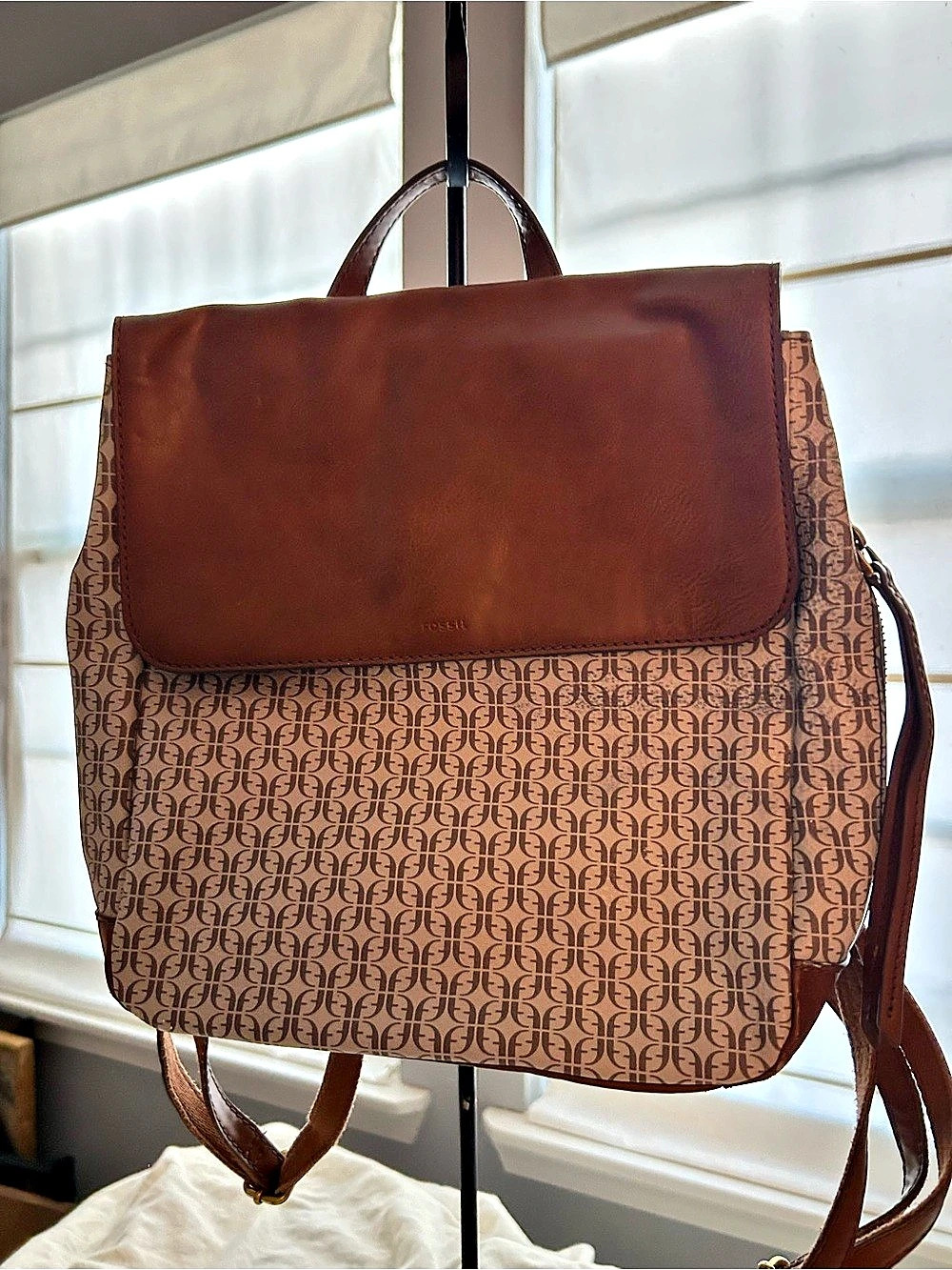 Fossil Brown Geometric Backpack